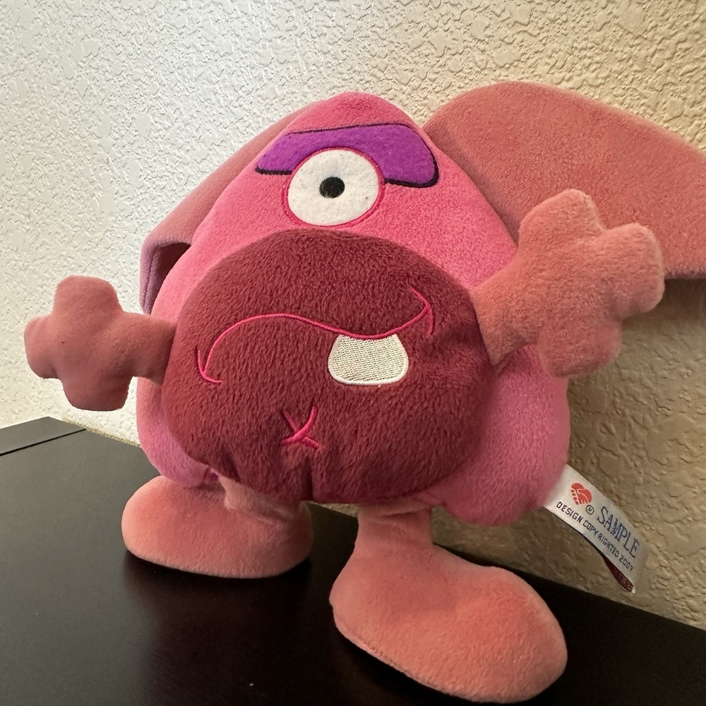 Vintage One Eyed Monster Plush Big Fun SAMPLE 2007 Tooth‎ Hard Feet